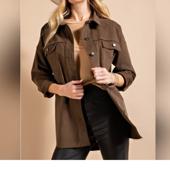 “ALL YOU NEED IS LOVE” Denim Shacket - Picture 2 of 5